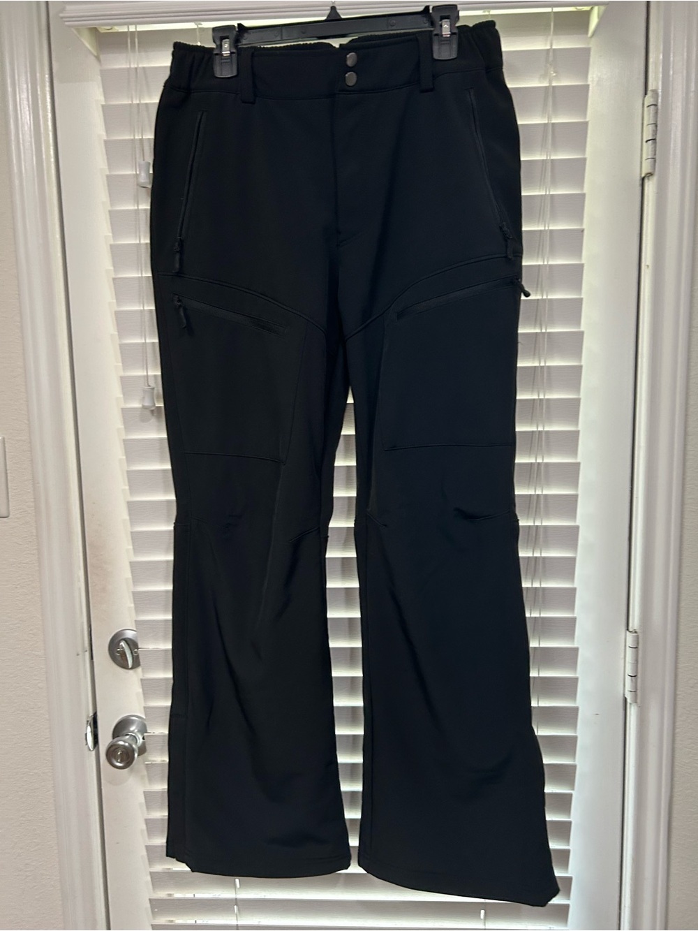Women's Black Zip-Pocket Ski Pants with Flared Leg